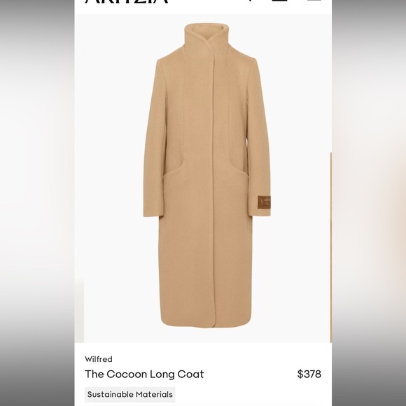 Brand New - Aritzia Wilfred The Cocoon Long Coat - Italian Wool and Cashmere - Picture 1 of 8